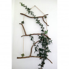 Flower trellis - ladder type - from natural branches and crocheted cord