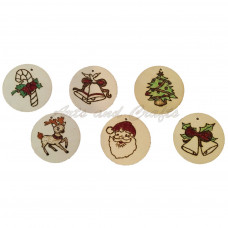Set of 6 pyrographed wooden ornaments, rustic Christmas decorations