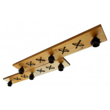Wooden ceiling light, with 6 lighting sources and twisted textile electric cable