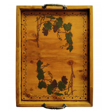 Pyrographed and hand-painted wooden tray