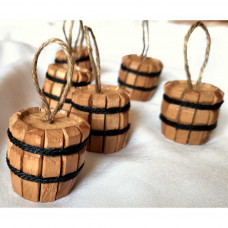 Set of 6 decorations for the Christmas tree - barrel model