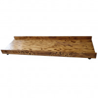 Suport depozitare sub pat din lemn de pin ars, cu roti pivotante si pirogravura handmade – 80×20 cm