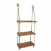 Raft suspendat din lemn de pin ars si sfoara, 3 polite handmade – rustic & decorativ