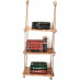 Raft suspendat din lemn de pin ars si sfoara, 3 polite handmade – rustic & decorativ