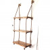 Raft suspendat din lemn de pin ars si sfoara, 3 polite handmade – rustic & decorativ