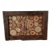Tablou rustic handmade din rondele de lemn cu rama arsa si lacuita – 61x42 cm Tablou rustic handmade din rondele de lemn cu rama arsa si lacuita – 61x42 cm
