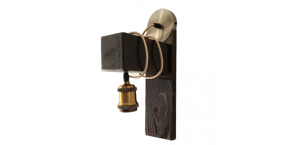 Lampa de perete din lemn ars – design rustic-industrial, handmade