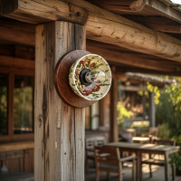 Rustic wall - ceiling lamp made of ceramic and pine wood