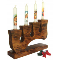 Suport din lemn pentru 4 lumanari – model rustic handmade – cu lumanari incluse Suport din lemn pentru 4 lumanari – model rustic handmade – cu lumanari incluse