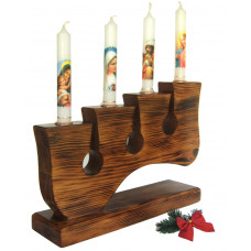 Suport din lemn pentru 4 lumanari – model rustic handmade – cu lumanari incluse Suport din lemn pentru 4 lumanari – model rustic handmade – cu lumanari incluse