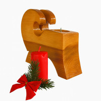 Suport decorativ din lemn masiv pentru lumanare – design sculptural, finisaj lacuit