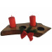 Suport decorativ din lemn pentru 4 lumanari – piesa rustica, lacuita, design natural