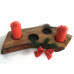 Suport decorativ din lemn pentru 4 lumanari – piesa rustica, lacuita, design natural