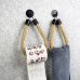 Suport Rustic din Franghie pentru Hartie Igienica sau Prosop, Prindere pe Perete, Negru Mat