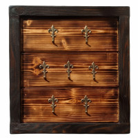 Cuier Chei Rustic din Lemn Masiv Ars, 7 Agatatori Floare de Crin, 31 x 34.5 cm   