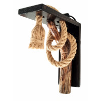 Aplica de perete rustica din lemn masiv si franghie de iuta, dulie E27, aac0431