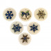Set de 6 ornamente din lemn pirogravate, decoratiuni rustice de Craciun, albastru