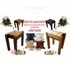 Set of 4 wooden stools