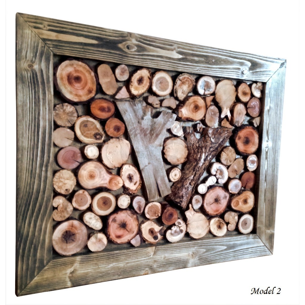 Tablou din rondele de lemn - handmade - model TR002