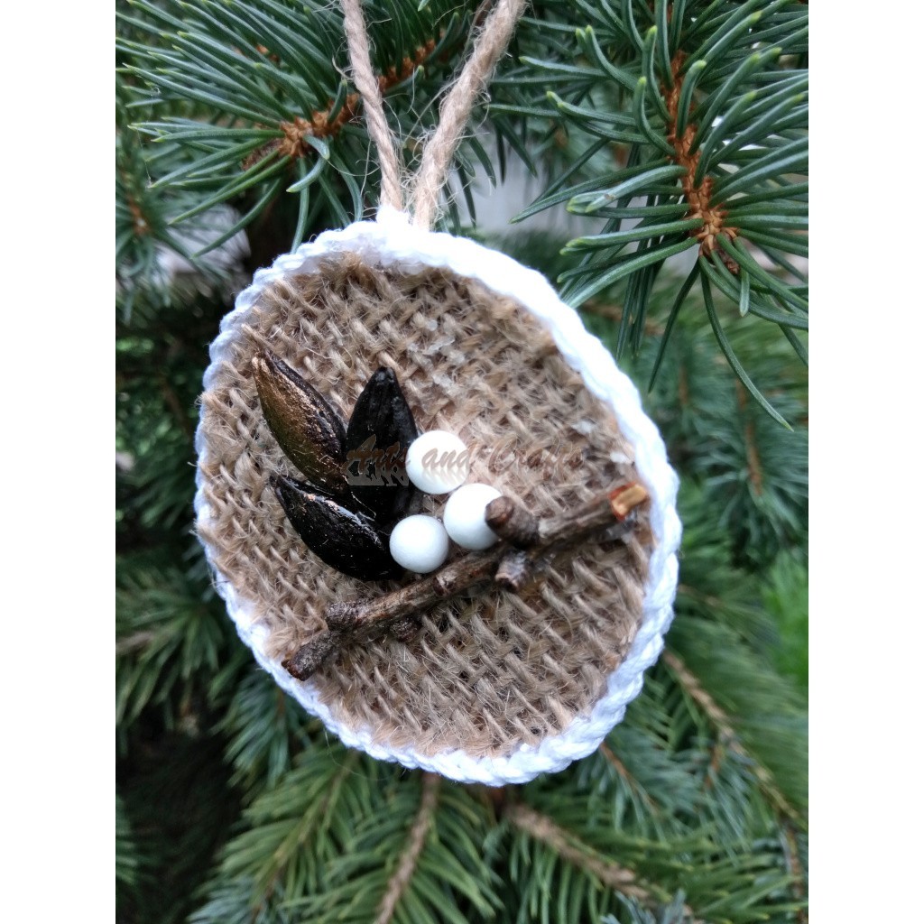 Set de ornamente din iuta, pentru bradul de Craciun