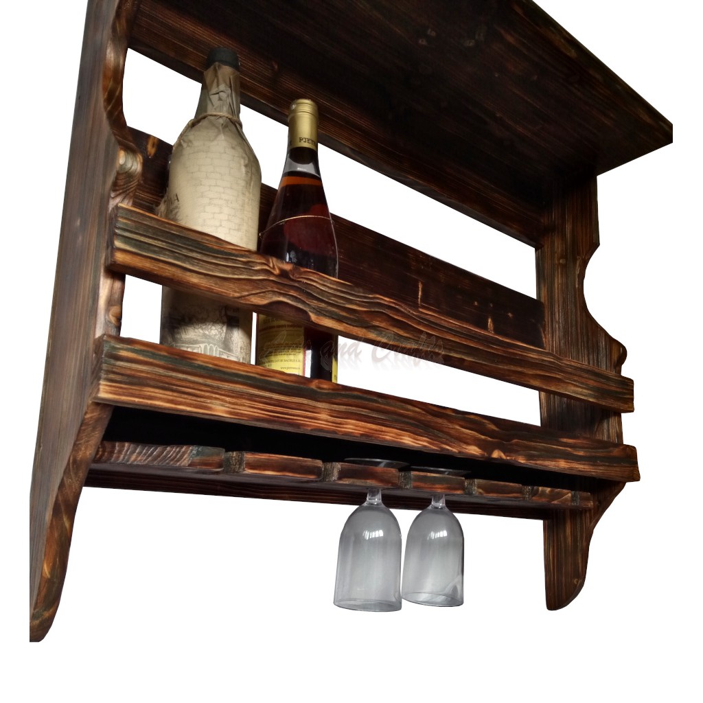 Suport de perete pentru sticle si pahare de vin 