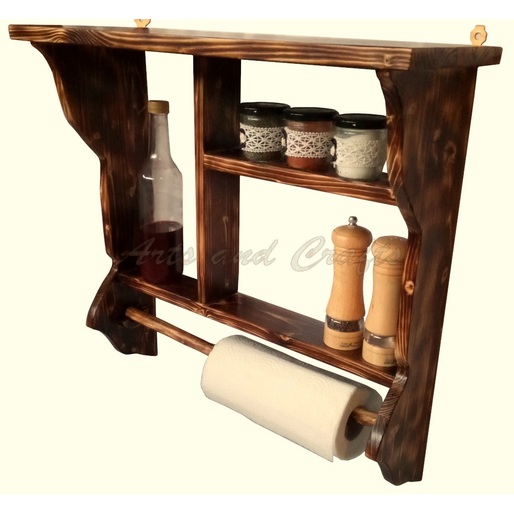 Suport rustic de perete, pentru bucatarie 