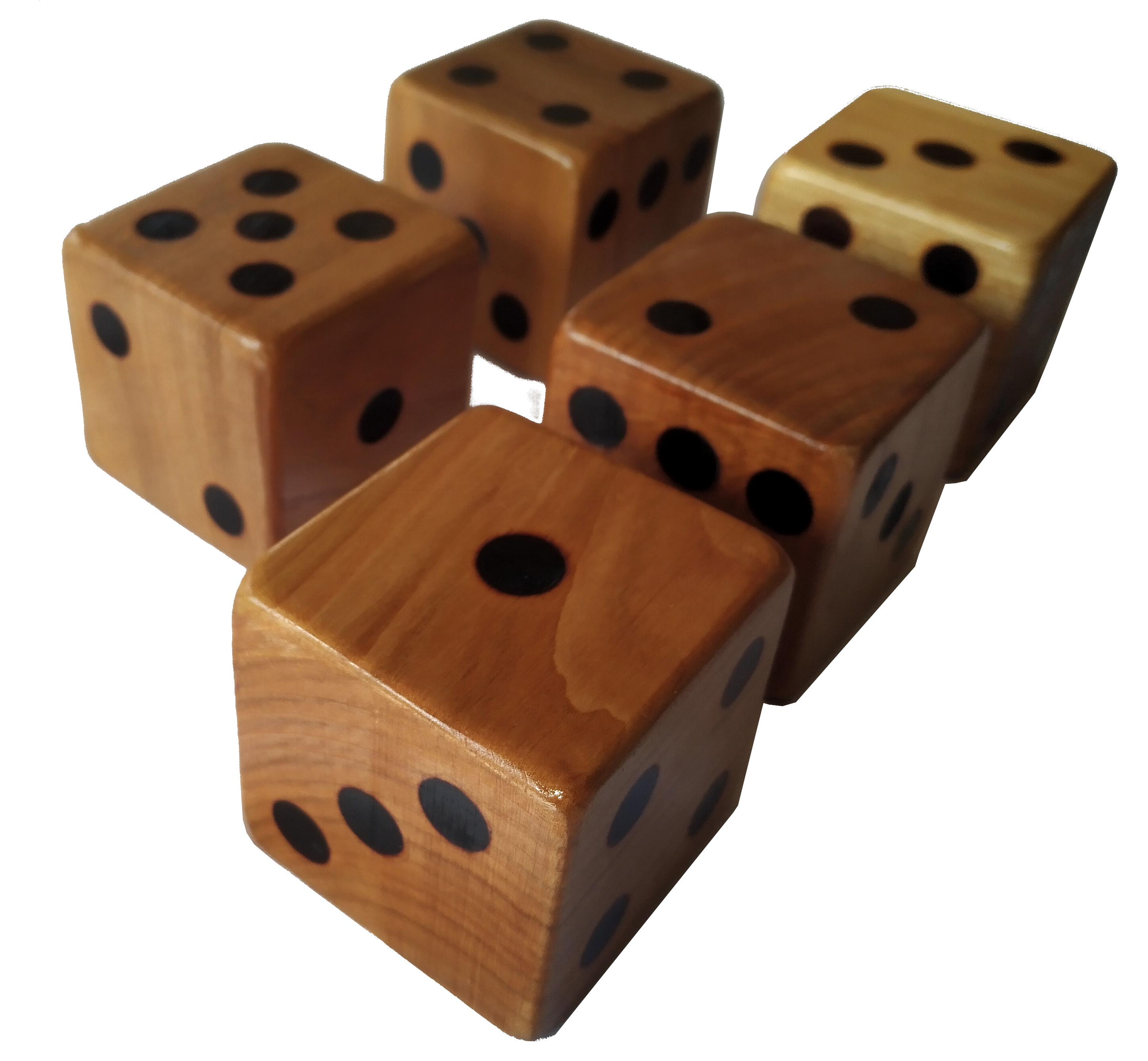 Yams game with wooden dice