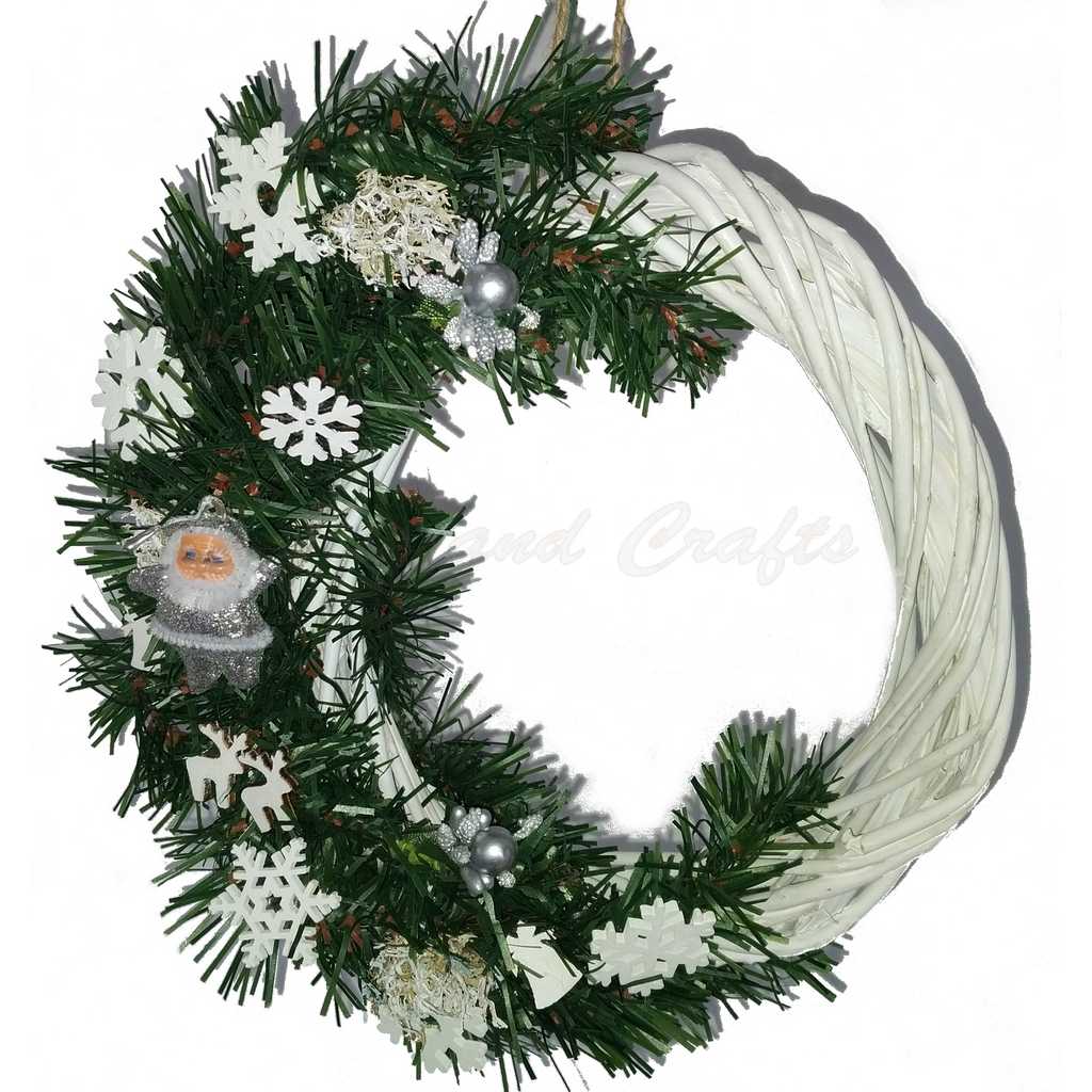 Christmas wreath with white - silver decorations, 20 cm