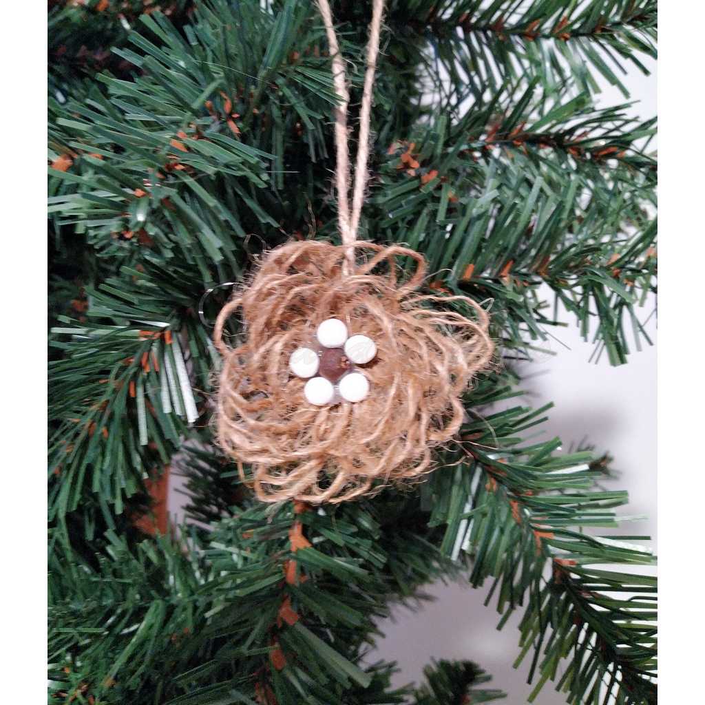 Set of 5 rustic handmade ornaments for the Christmas tree