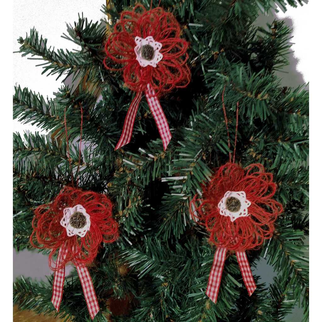 Set de 5 ornamente din iuta pentru bradul de Craciun