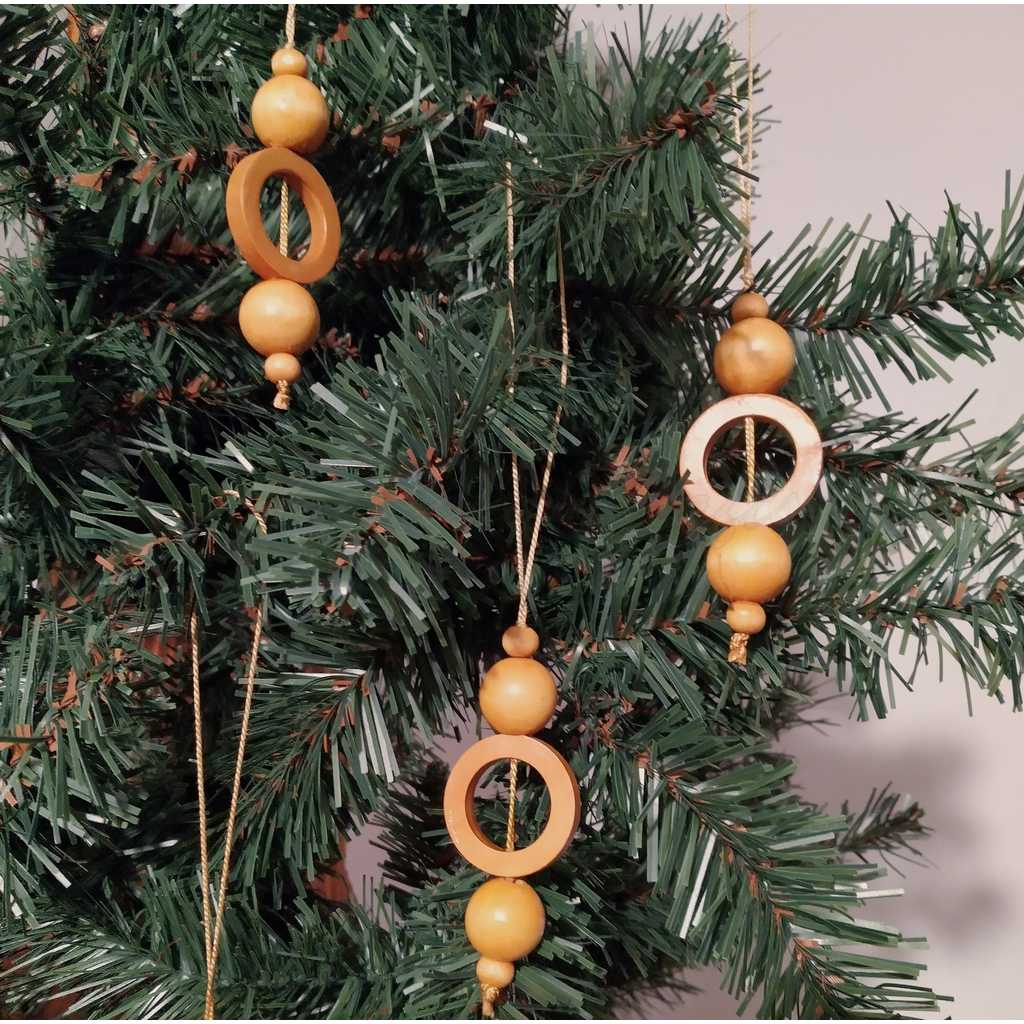 Wooden beads for the Christmas tree