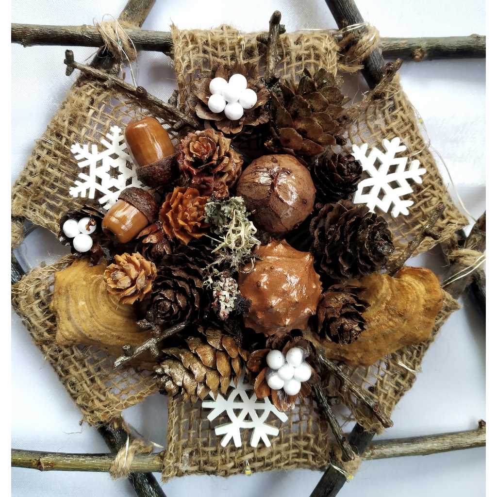 Handmade star made of natural elements rustic Christmas decoration