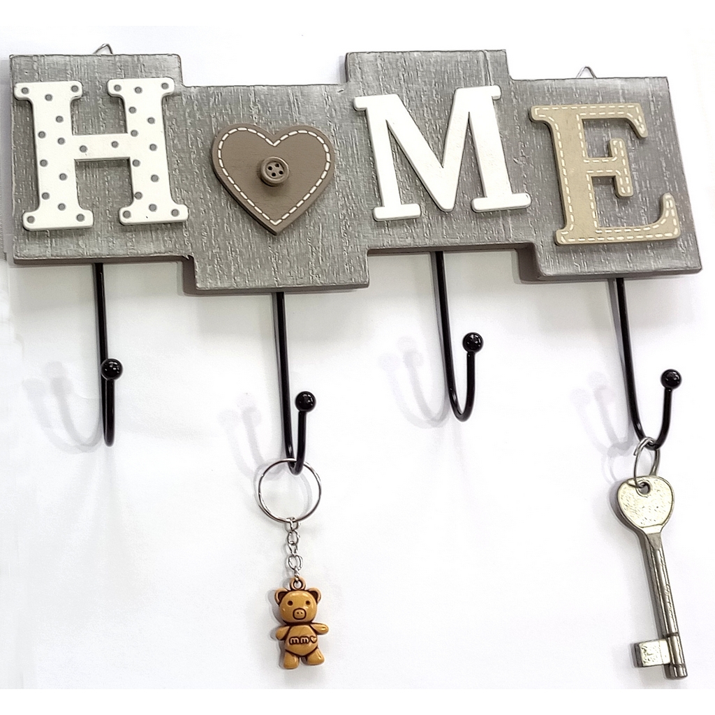 Cuier din Lemn Home cu 4 Carlige 28x16.5cm