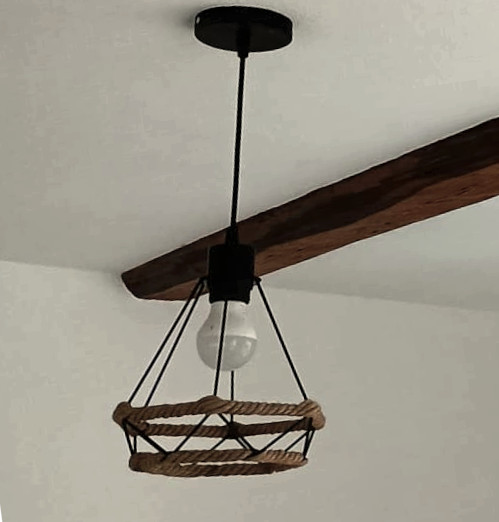 Pendul vintage negru mat decorat cu iuta, dulie E27