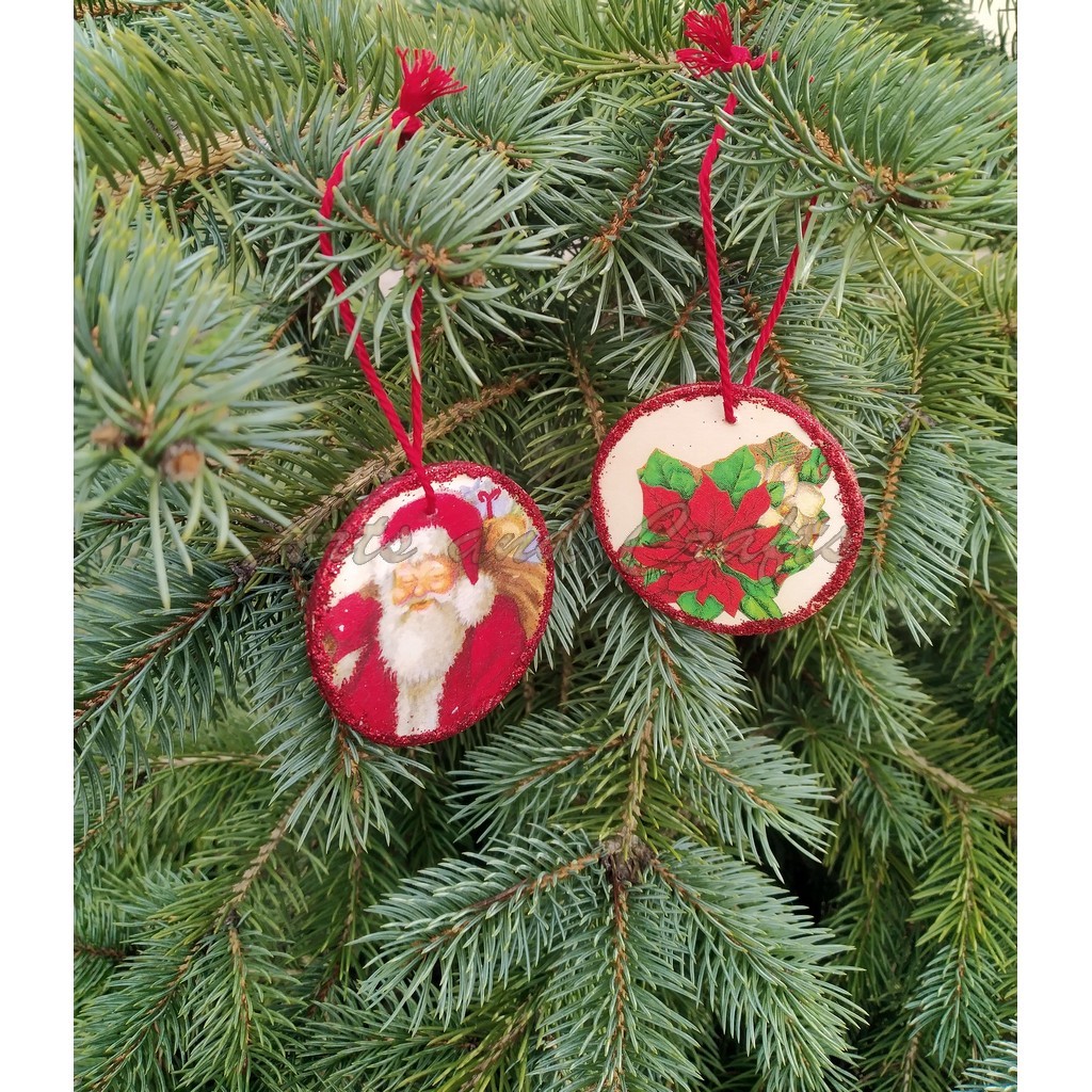 Set of 6 decorations with Christmas images